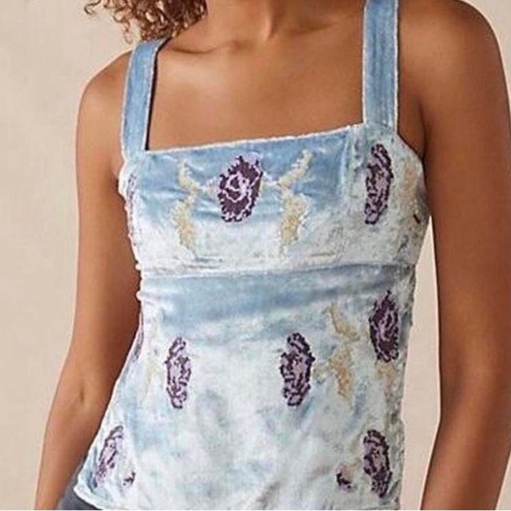 Kimchi Blue Velvet Floral Tie Top